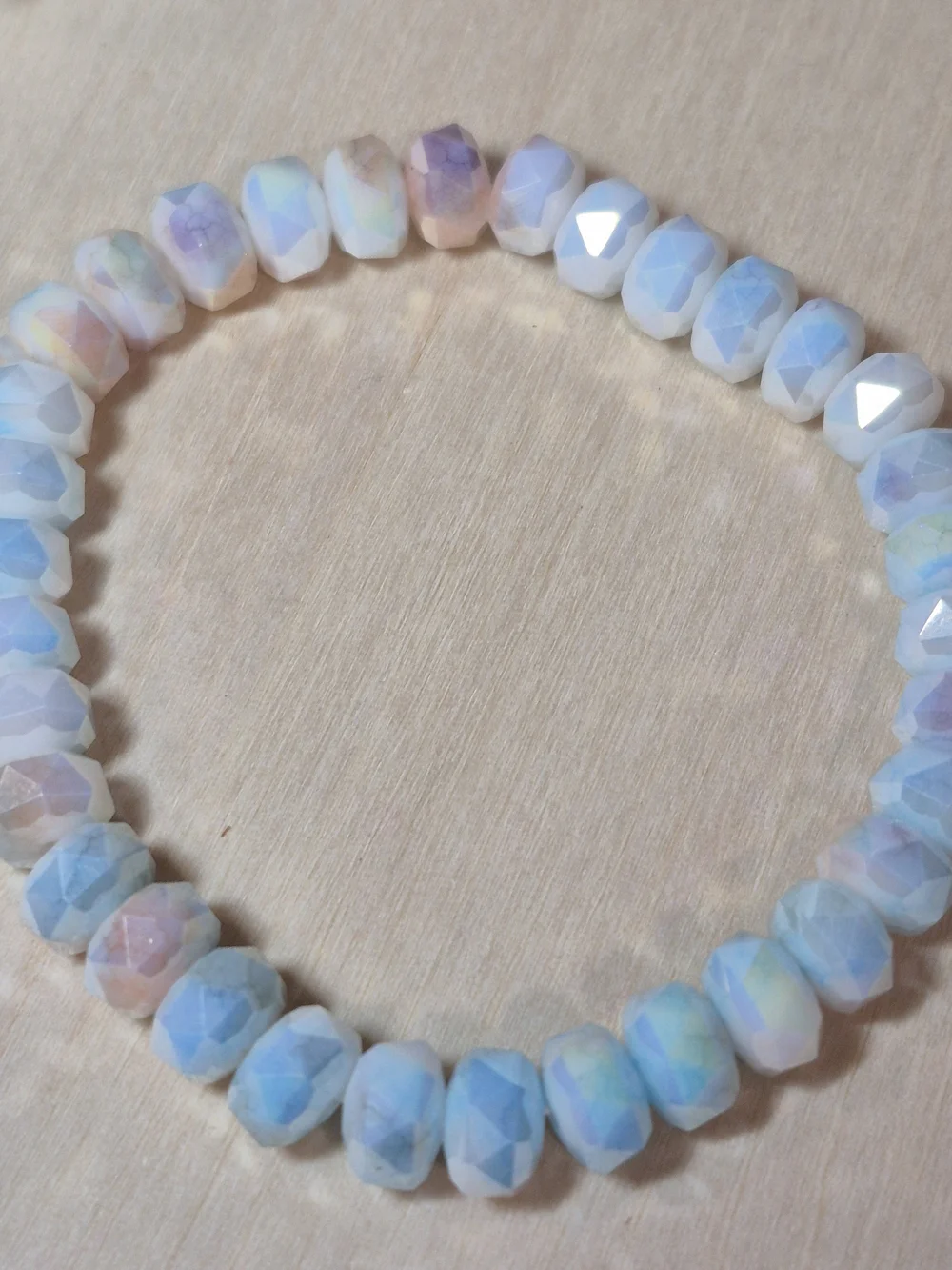🩷💜NEW🩷💜 PRETTY!! Faceted MOSS AGATE With MOONSTONE Mix Stretch Bracelet